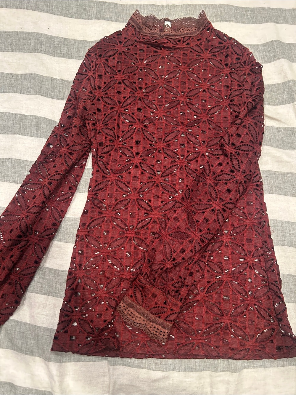 Burgundy Lace Long Sleeve Top